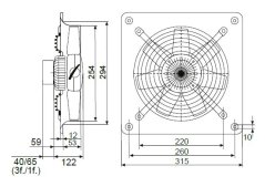 Nástěnný axiální ventilátor HCFB/4-250 H