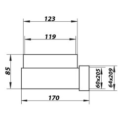 Plastové koleno přechodové 60x204/125 - výprodej