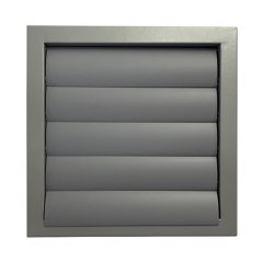 Kovová hranatá mřížka 485x485mm se samotížnou plastovou žaluzií bez příruby - šedá