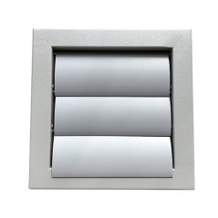 Kovová hranatá mřížka 250x250mm se samotížnou plastovou žaluzií bez příruby - šedá
