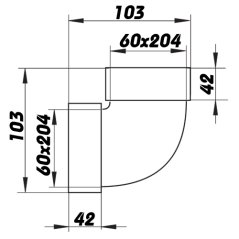 Plastové koleno vertikální 60x204/90
