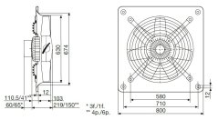 Nástěnný axiální ventilátor HCBT/6-630 H