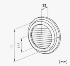 Nerezová kruhová mřížka 100mm s pevnou žaluzií bez příruby