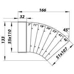 Plastové horizontální koleno mnohoúhlé 55x110 - výprodej