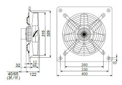 Nástěnný axiální ventilátor HCFT/4-315 H