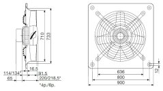 Nástěnný axiální ventilátor HCBT/6-710 H