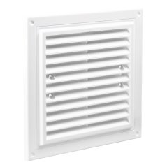 Hranatá ventilační mřížka 350x350mm s pevnou žaluzií, bez příruby, bílá