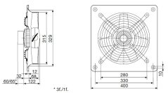 Nástěnný axiální ventilátor HCBT/6-355 H