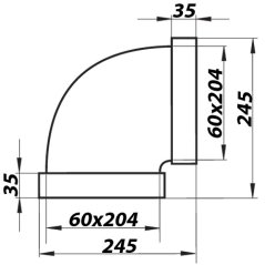 Plastové koleno horizontální 60x204/90°