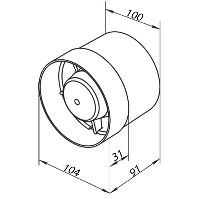 Potrubní ventilátor zúžený 100 mm