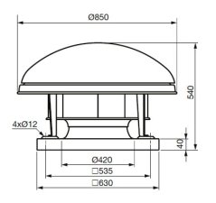 Střešní radiální ventilátor CTHT/4-400 N