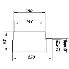 Plastové koleno přechodové 60x204/150