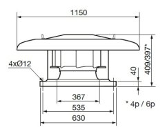 Střešní ventilátor CRHB/6-450 N