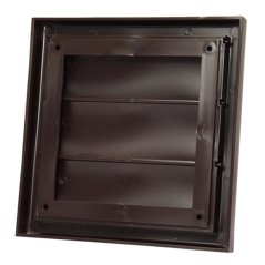 Hranatá větrací mřížka 186x186mm se samotížnou žaluzií - bez příruby, hnědá