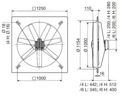 Nástěnný axiální ventilátor HCBT/6-1000/L-X