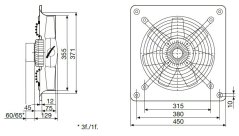 Nástěnný axiální ventilátor HCBB/6-355 H