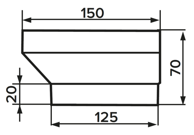 Kruhový plastový přechod vyosený 150/125