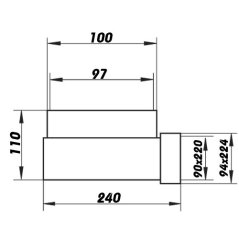 Plastové koleno přechodové 90x220/100 otočné - výprodej