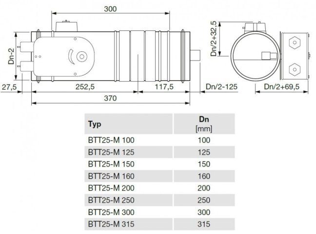 BTT25-M 100 BFL230T do kruhového potrubí se servopohonem