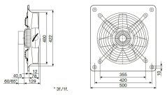 Nástěnný axiální ventilátor HCBT/4-400 H