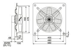 Nástěnný axiální ventilátor HCFB/4-450 H
