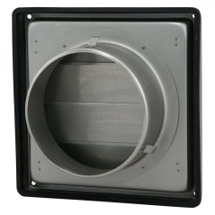 Nerezová hranatá mřížka 180x180mm se samotížnou žaluzií a přírubou 125mm