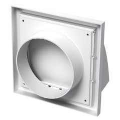 Hranatá větrací mřížka 154x154mm se stříškou a zpětnou klapkou - s přírubou 100mm