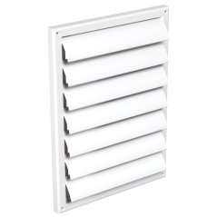 Hranatá větrací mřížka 221x299mm se samotížnou žaluzií - bez příruby, bílá