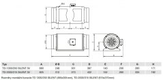 Tichý diagonální potrubní ventilátor TD 1300/250 SILENT 3V, tříotáčkový