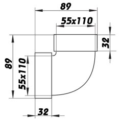 Plastové koleno vertikální 55x110/90