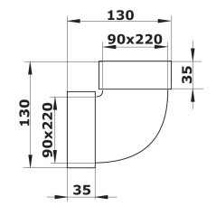 Plastové koleno vertikální 90x220/90 - výprodej