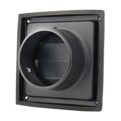 Nerezová hranatá mřížka 180x180mm se samotížnou žaluzií a přírubou 125mm, černá
