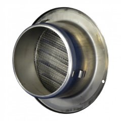 Kruhová větrací mřížka 125mm s přírubou a síťkou proti hmyzu - nerez