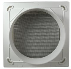 Hranatá větrací mřížka 200x200mm se síťkou a přírubou 150mm