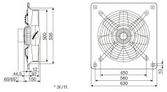 Nástěnný axiální ventilátor HCBB/4-500 H