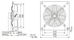 Nástěnný axiální ventilátor HCBT/6-560 H