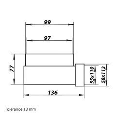 Plastové koleno přechodové 55x110/100