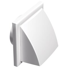 Hranatá větrací mřížka 154x154mm se stříškou a zpětnou klapkou - s přírubou 100mm