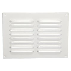 Hranatá větrací mřížka 215x150mm kovová s pevnou žaluzií a síťkou - bez příruby