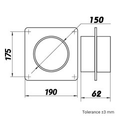Montážní plastový rámeček pro kruhové potrubí 150 s přírubou