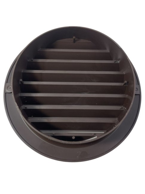 Kruhová větrací mřížka 100 mm s přírubou, hnědá