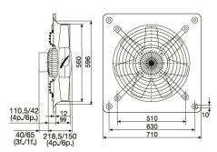 Nástěnný axiální ventilátor HCFT/6-560 H