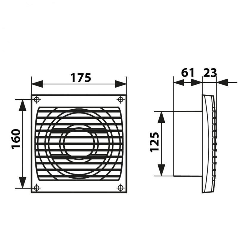 Ventilátor do koupelny ELKE 125 bez přídavných funkcí
