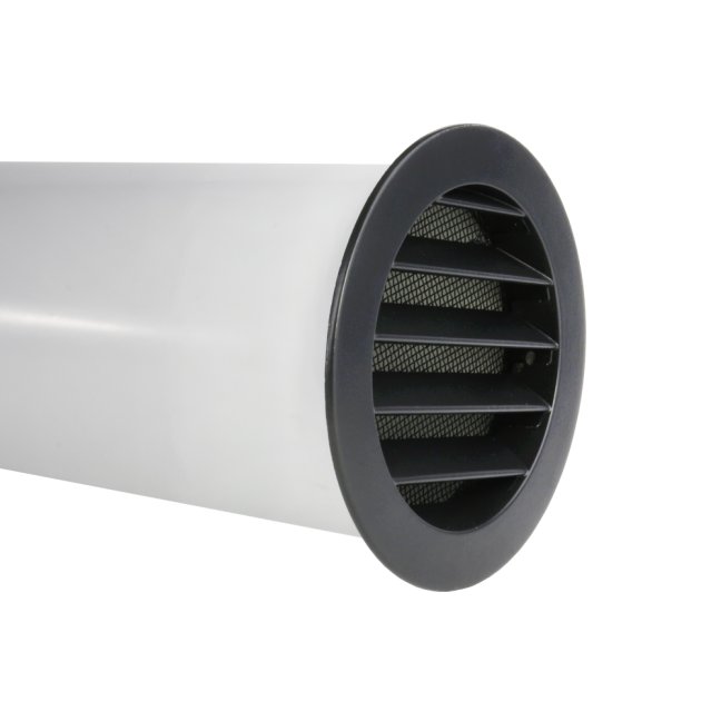 Kovová kruhová větrací mřížka 100mm s přírubou a síťkou proti hmyzu, černá