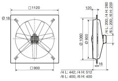 Nástěnný axiální ventilátor HCBT/6-900/L-X