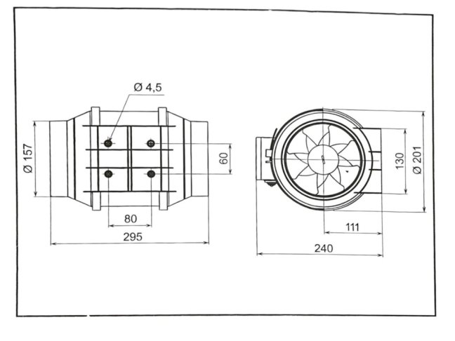 Diagonální potrubní ventilátor TD 500/160 T , jednootáčkový, doběh, model 2016