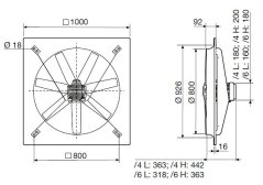 Nástěnný axiální ventilátor HCBT/4-800/H-X