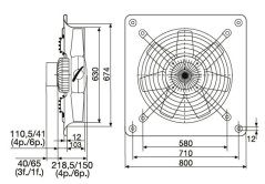 Nástěnný axiální ventilátor HCFT/4-630 H