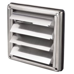 Nerezová hranatá mřížka 180x180mm se samotížnou žaluzií a přírubou 125mm