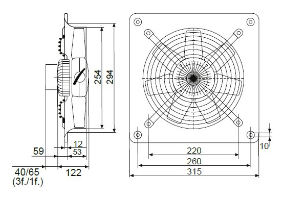 Nástěnný axiální ventilátor HCFB/4-250 H
